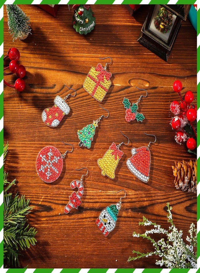 Remuuly 12 Pairs Christmas Diamond Art Earrings Making Kit 5d DIY Dangle Drop Diamond Art Painting Earrings Ornament Christmas Tree Santa Snowflake Snowman Jewelry Making for Adults Women Tool Kit - Image 4